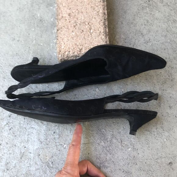 Louis Vuitton satin monogram, braided, sling backs - Picture 2 of 10